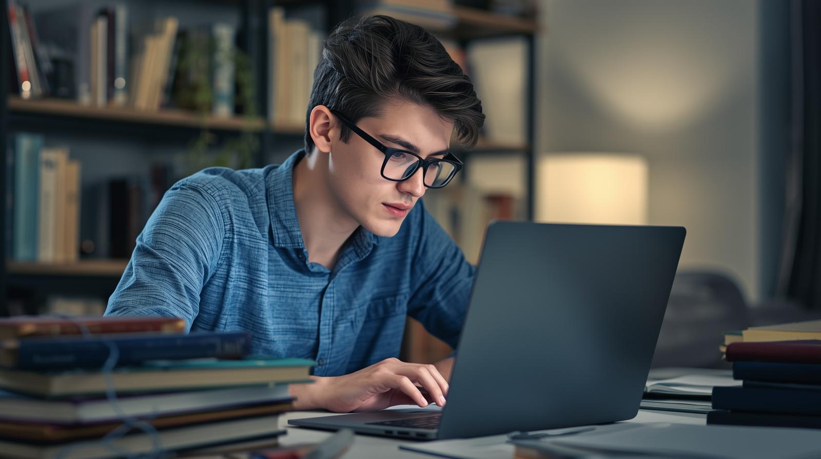 Concurseiro estudando para informática